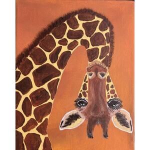 Hand painted acrylic painting upside down giraffe